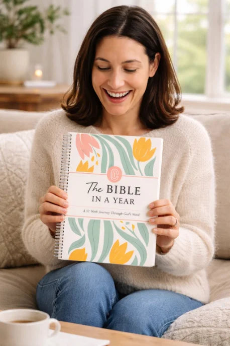 1/2-Set A5 "Bible in a Year: 52-Week Study Spiral Notebook" with Guide, Women's Bible Study Plan, Holiday Gift