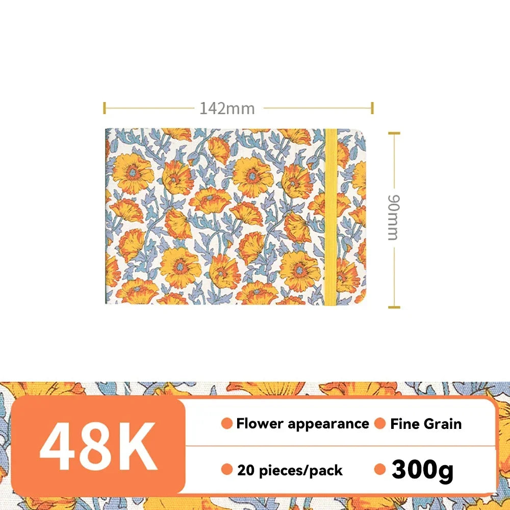 32k/48k Watercolor Paper Drawing Book 185x130mm Square Fabric Cover Fine Medium Rough Texture Notepad Portable Travel Sketchbook