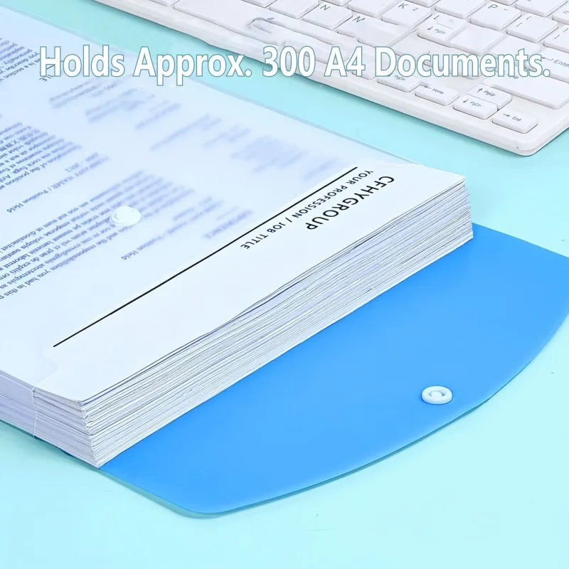 6Pcs A4 Plastic Envelopes with Snap Buttons, 11-Hole Expanding File Folders for 2/3/4 Ring Binders, School & Office Supplies